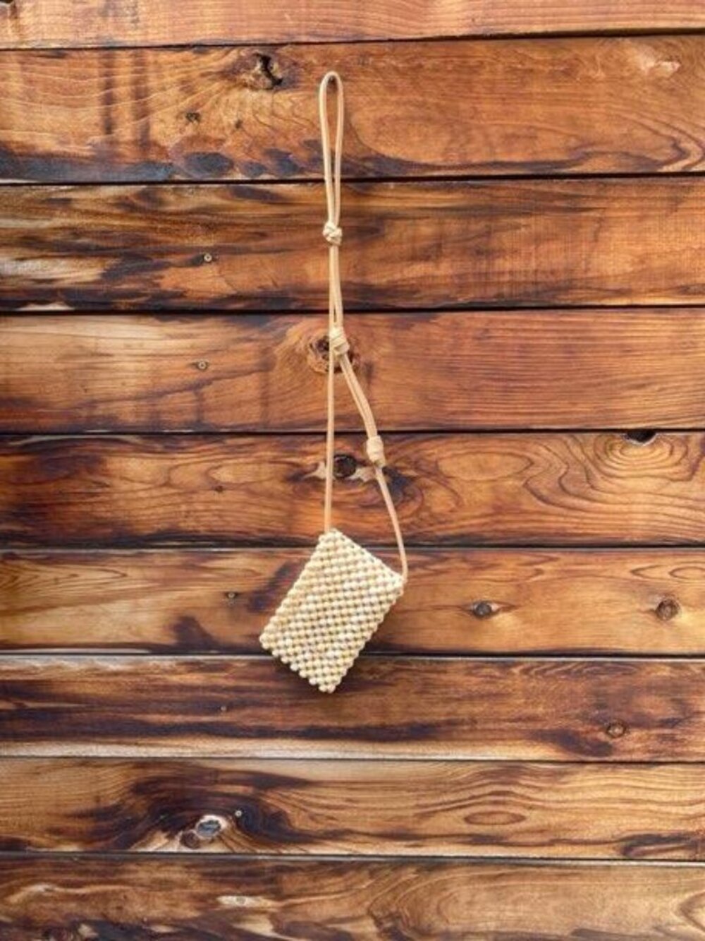 Wooden Beaded crossbody phone bag